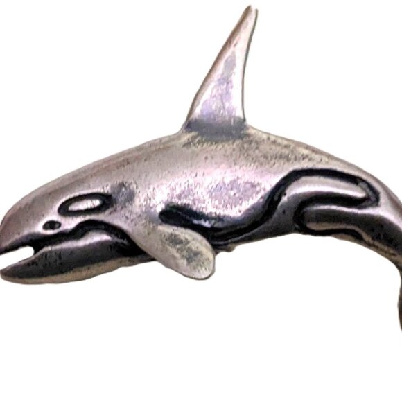 Orca Killer Whale Brooch 925 Silver - Picture 1 of 3